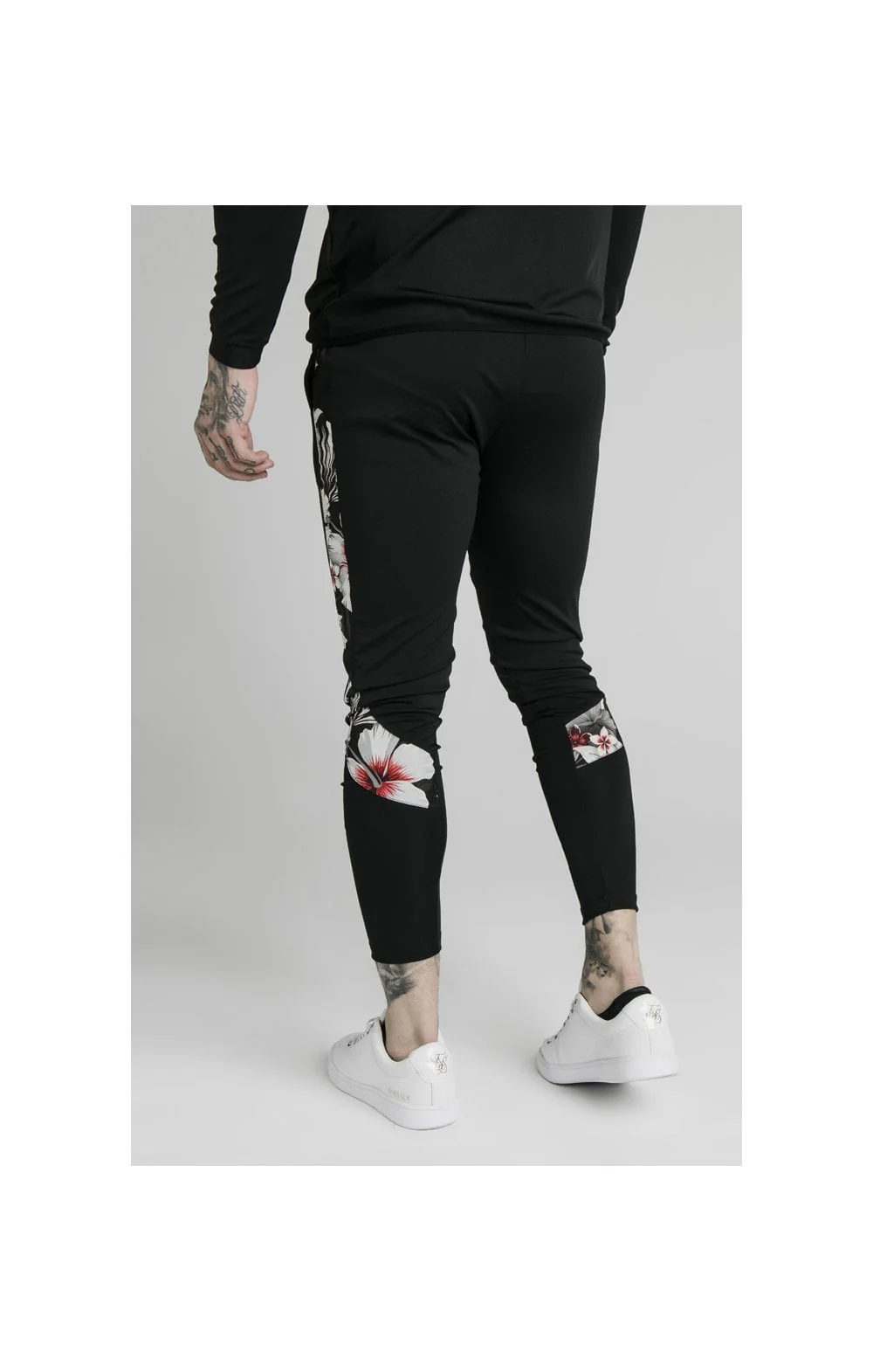 SikSilk Scope Floral Panel Track Pants - Black - Image 3