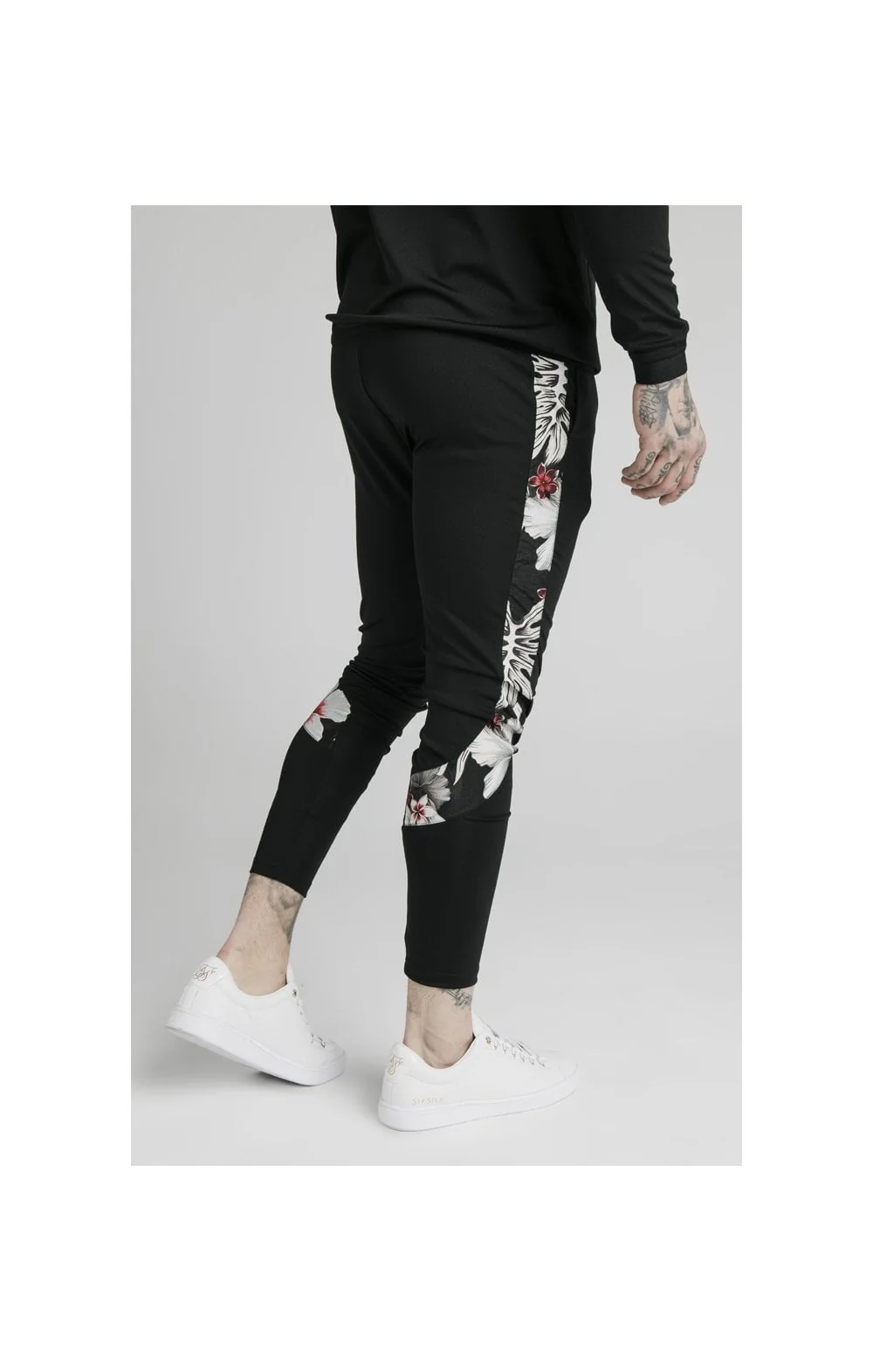 SikSilk Scope Floral Panel Track Pants - Black - Image 4