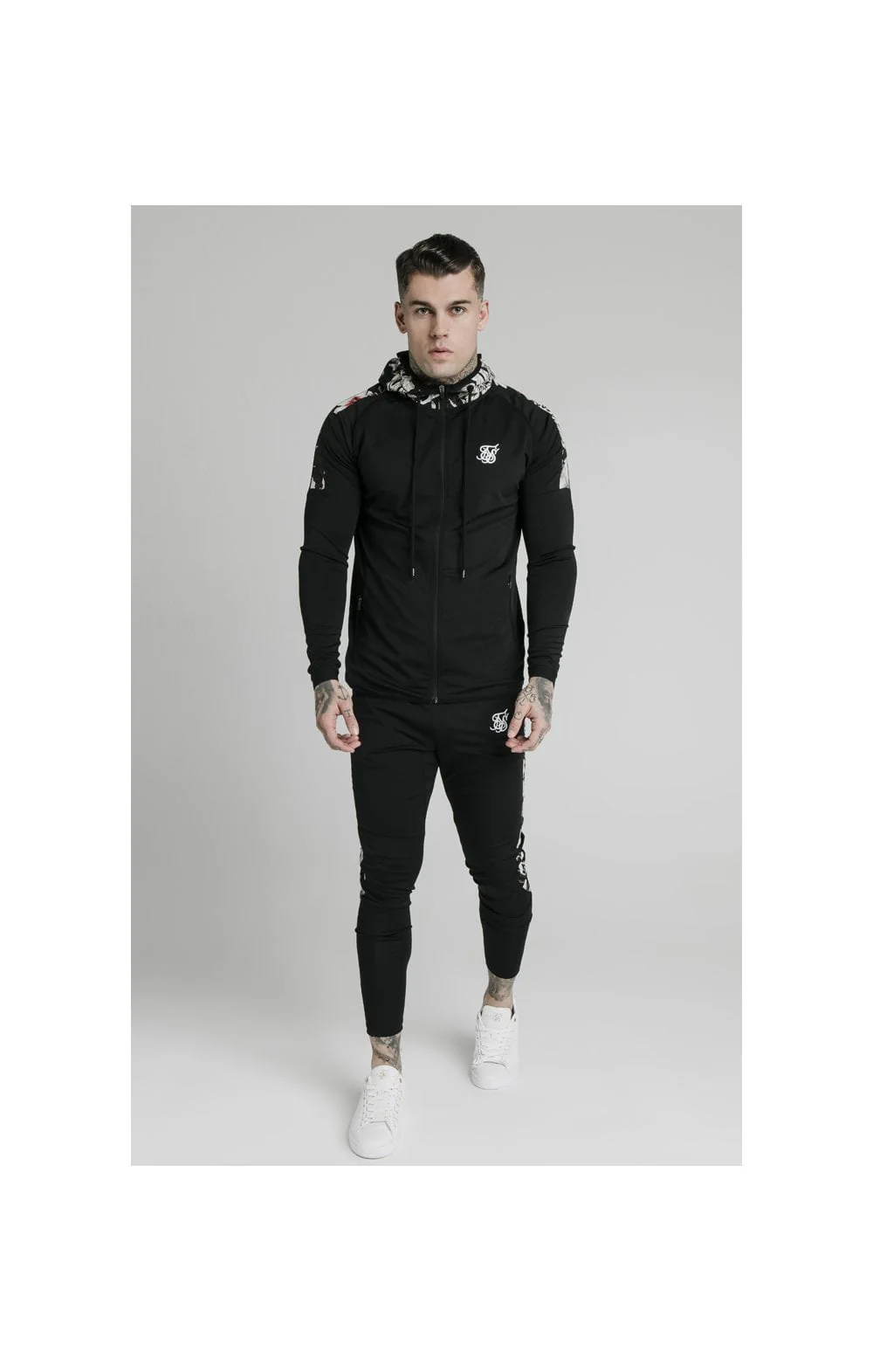 SikSilk Scope Floral Panel Track Pants - Black - Image 5