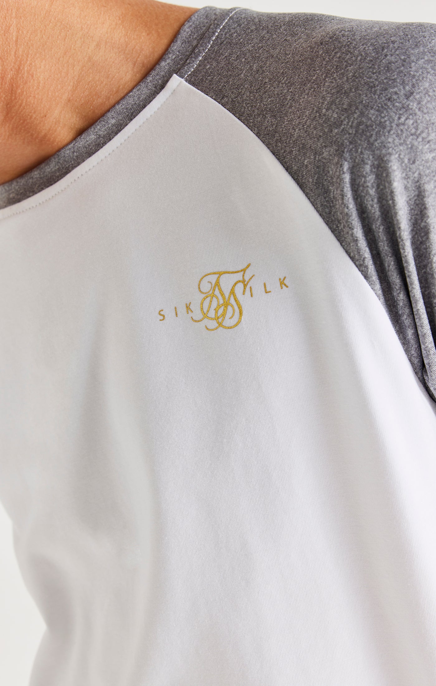SikSilk Scope Signature Tape Tech Tee - White & Grey Marl - Image 2