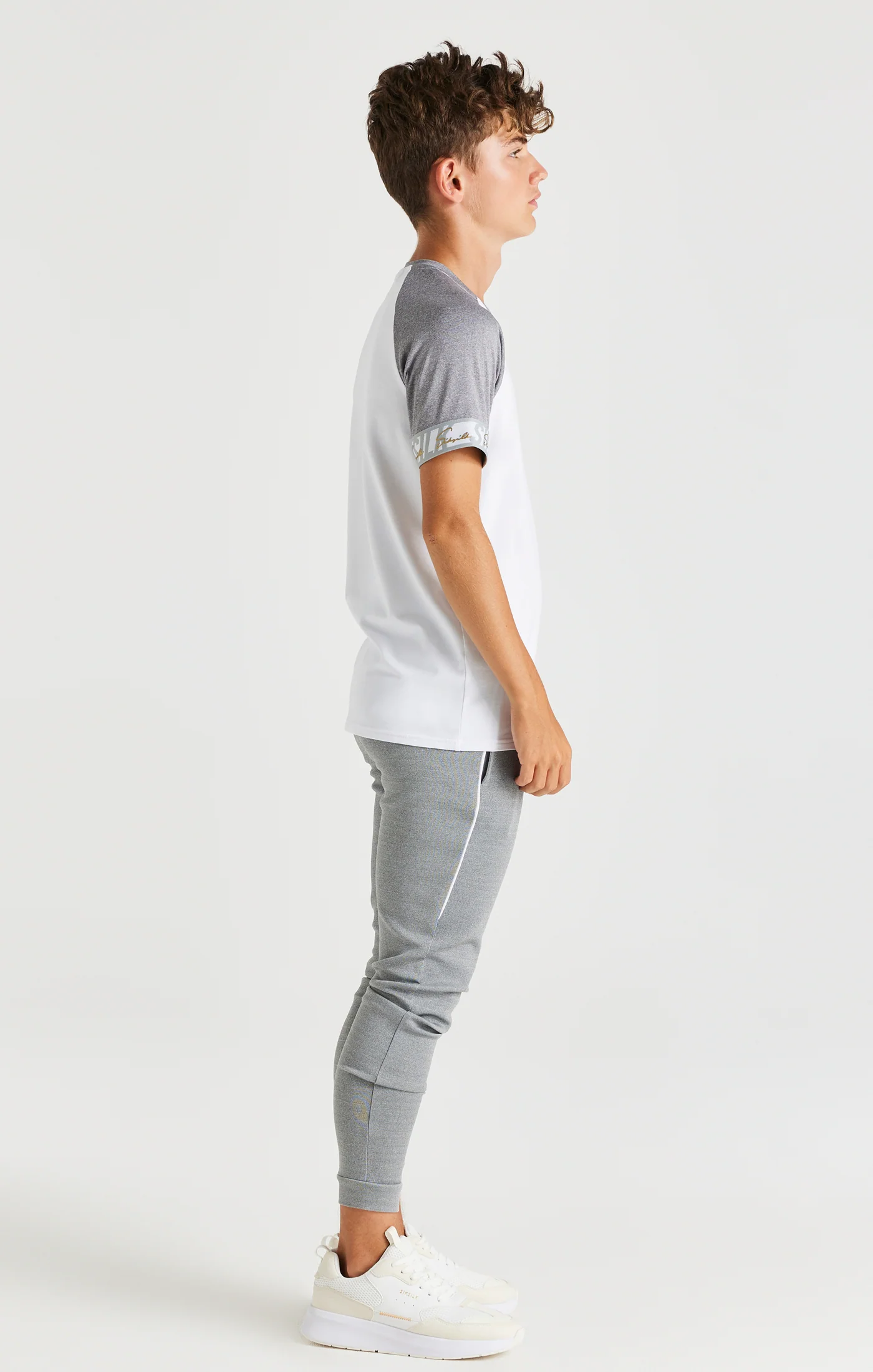 SikSilk Scope Signature Tape Tech Tee - White & Grey Marl - Image 6
