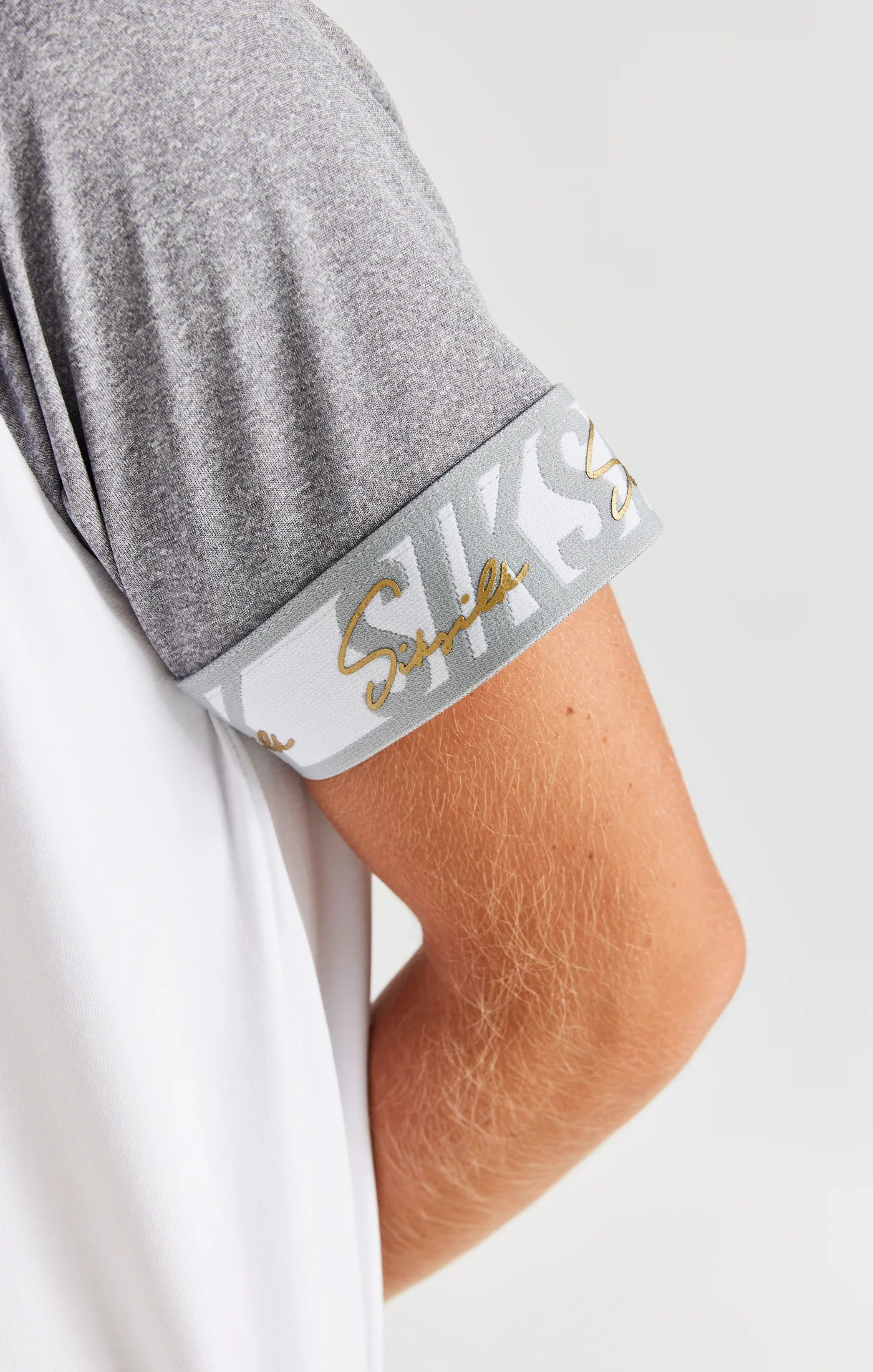 SikSilk Scope Signature Tape Tech Tee - White & Grey Marl - Image 7