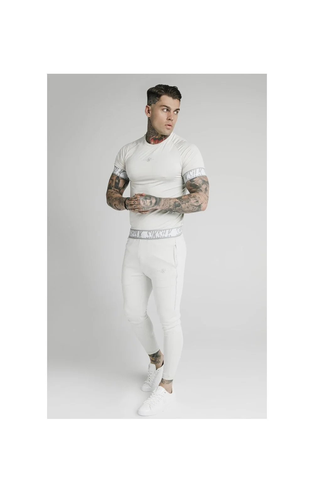 SikSilk Scope Tape Track Pant - Ice Grey - Image 3