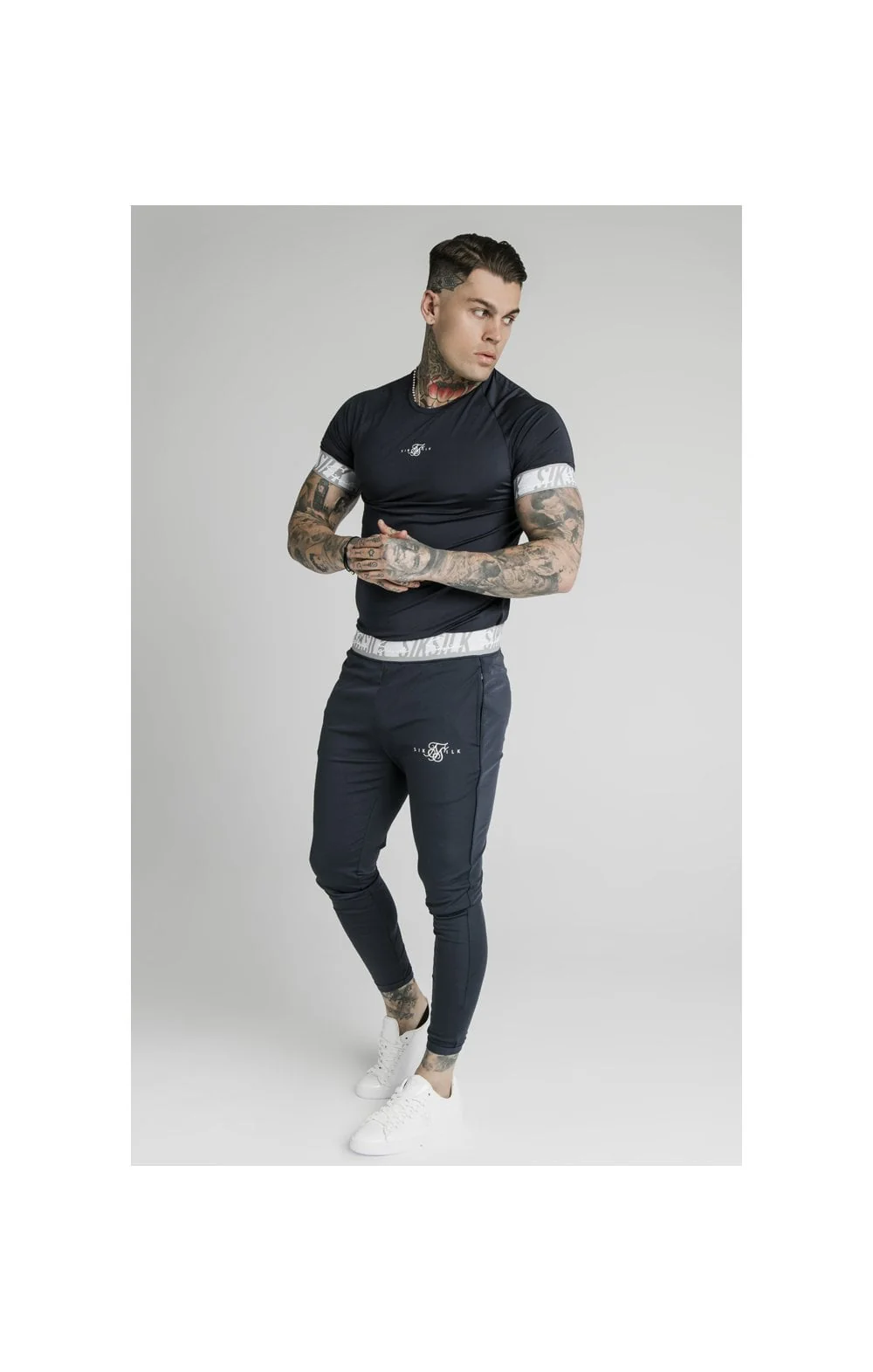 SikSilk Scope Tape Track Pant - Navy - Image 5
