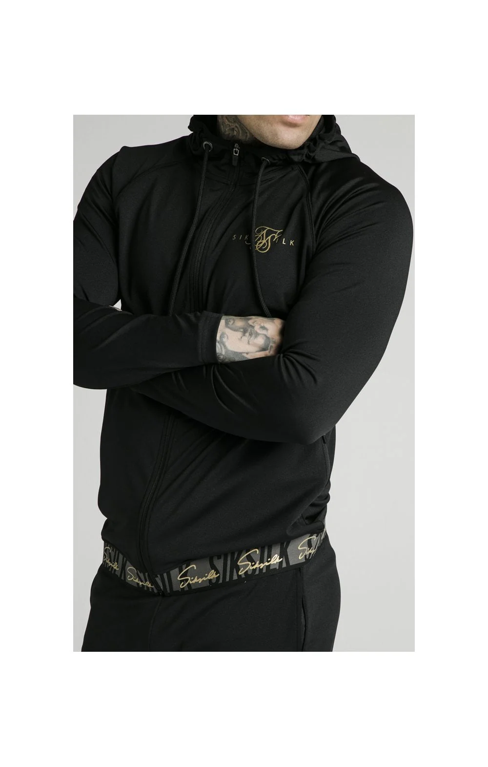 SikSilk Scope Tape Zip Through Hoodie - Black - Image 2