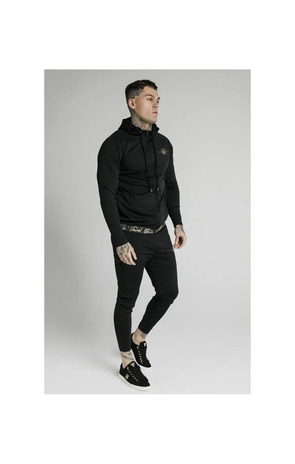 SikSilk Scope Tape Zip Through Hoodie - Black - Image 5
