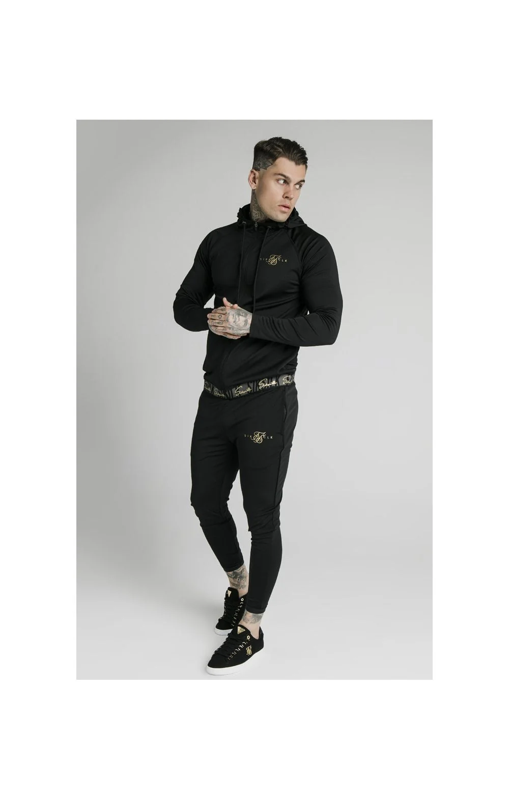 SikSilk Scope Tape Zip Through Hoodie - Black - Image 6