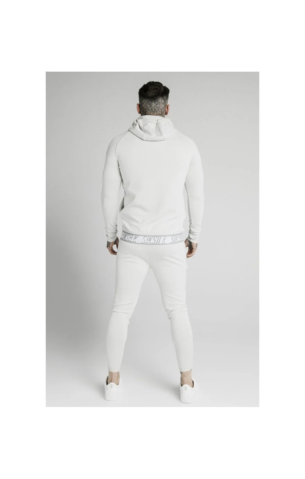 SikSilk Scope Tape Zip Through Hoodie – Ice Grey - Image 6
