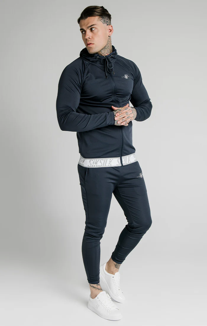 SikSilk Scope Tape Zip Through Hoodie – Navy - Image 2