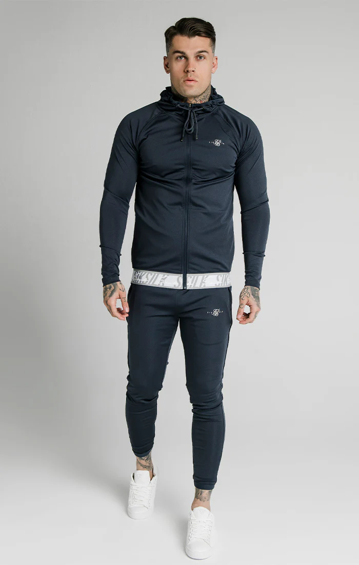 SikSilk Scope Tape Zip Through Hoodie – Navy - Image 4
