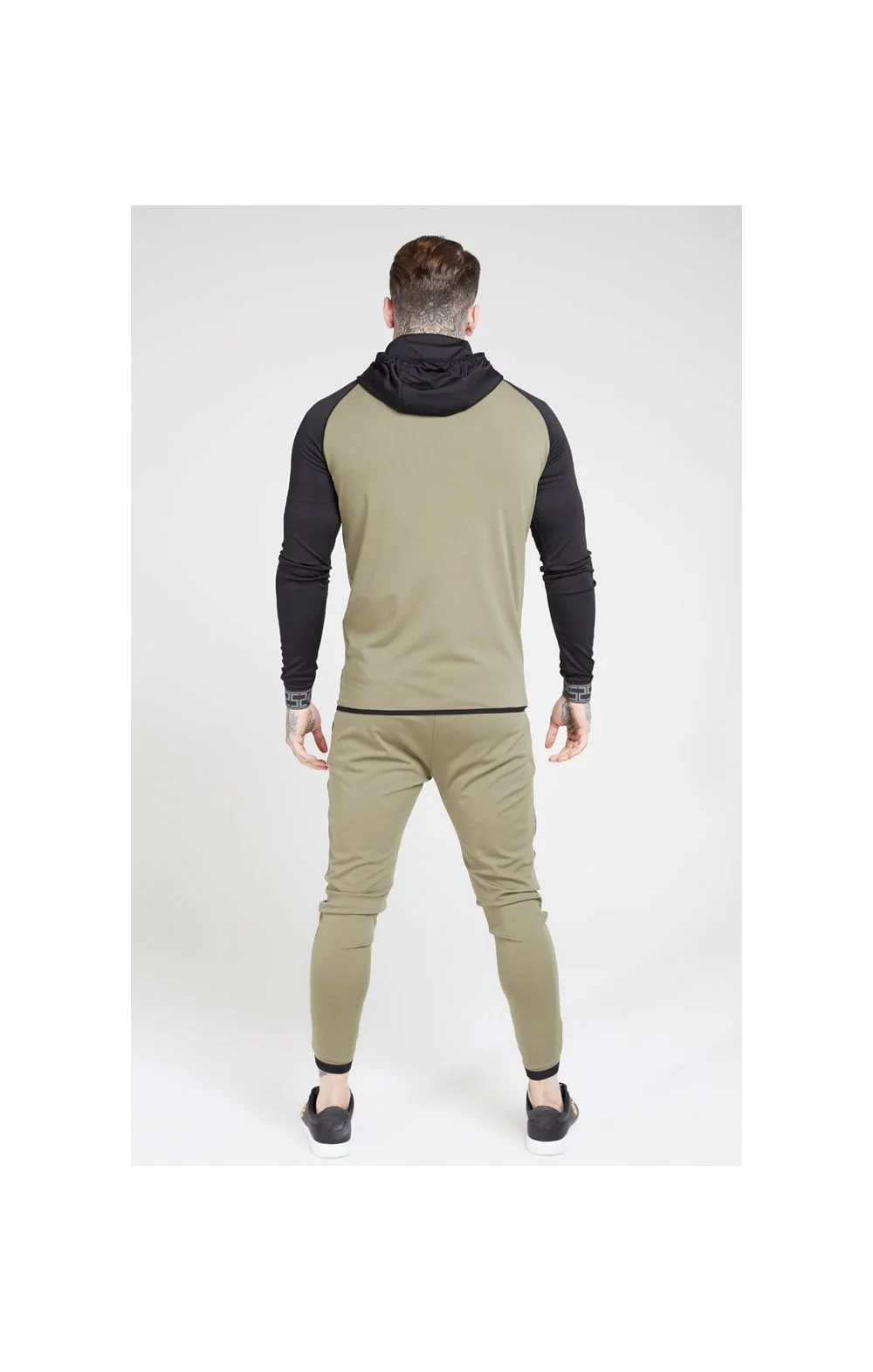 SikSilk Scope Zip Through Hoodie – Khaki & Black - Image 5
