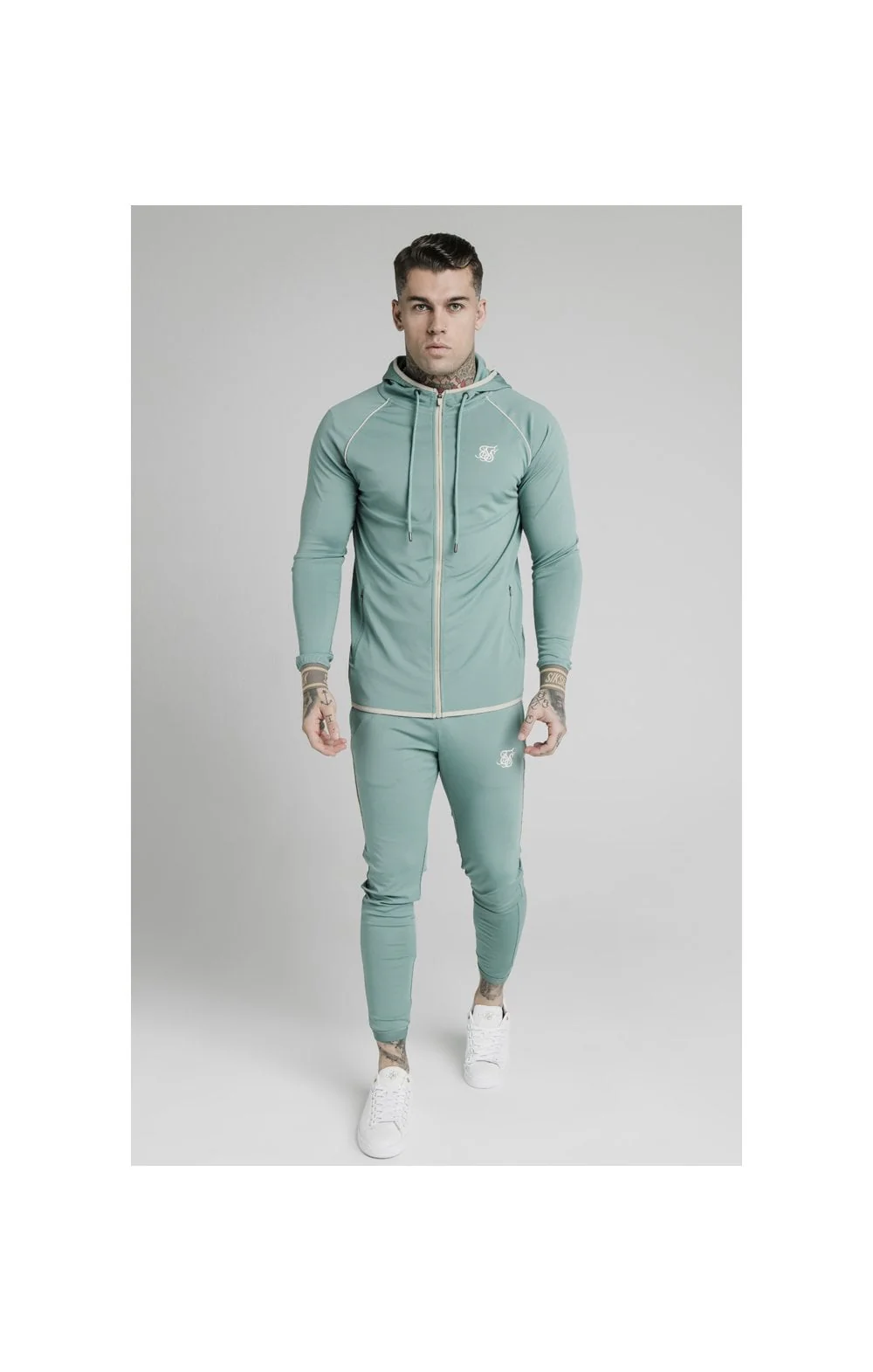 SikSilk Scope Zip Through Hoodie - Light Petrol Blue - Image 5
