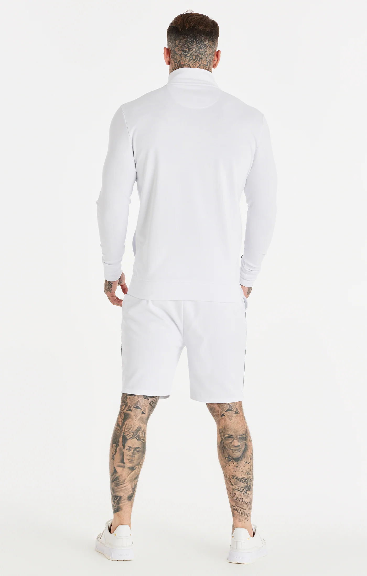 SikSilk Script Quarter Zip Funnel Track Top - White - Image 5