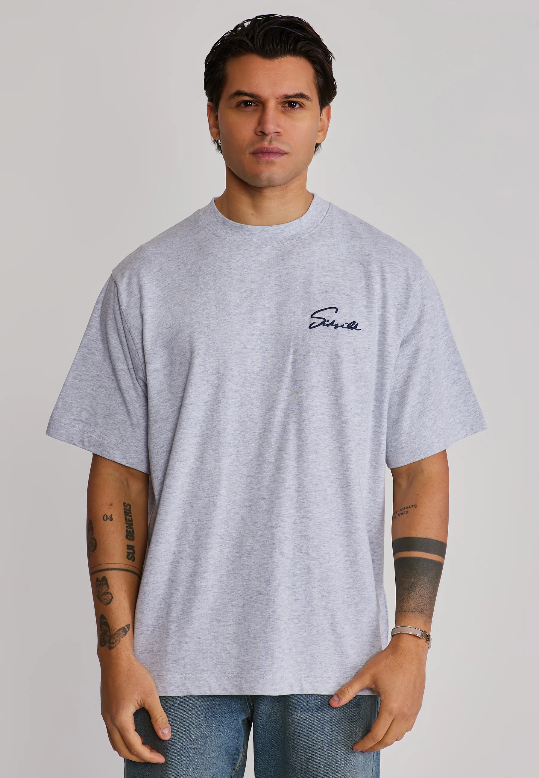 Grey Marl Script T-Shirt