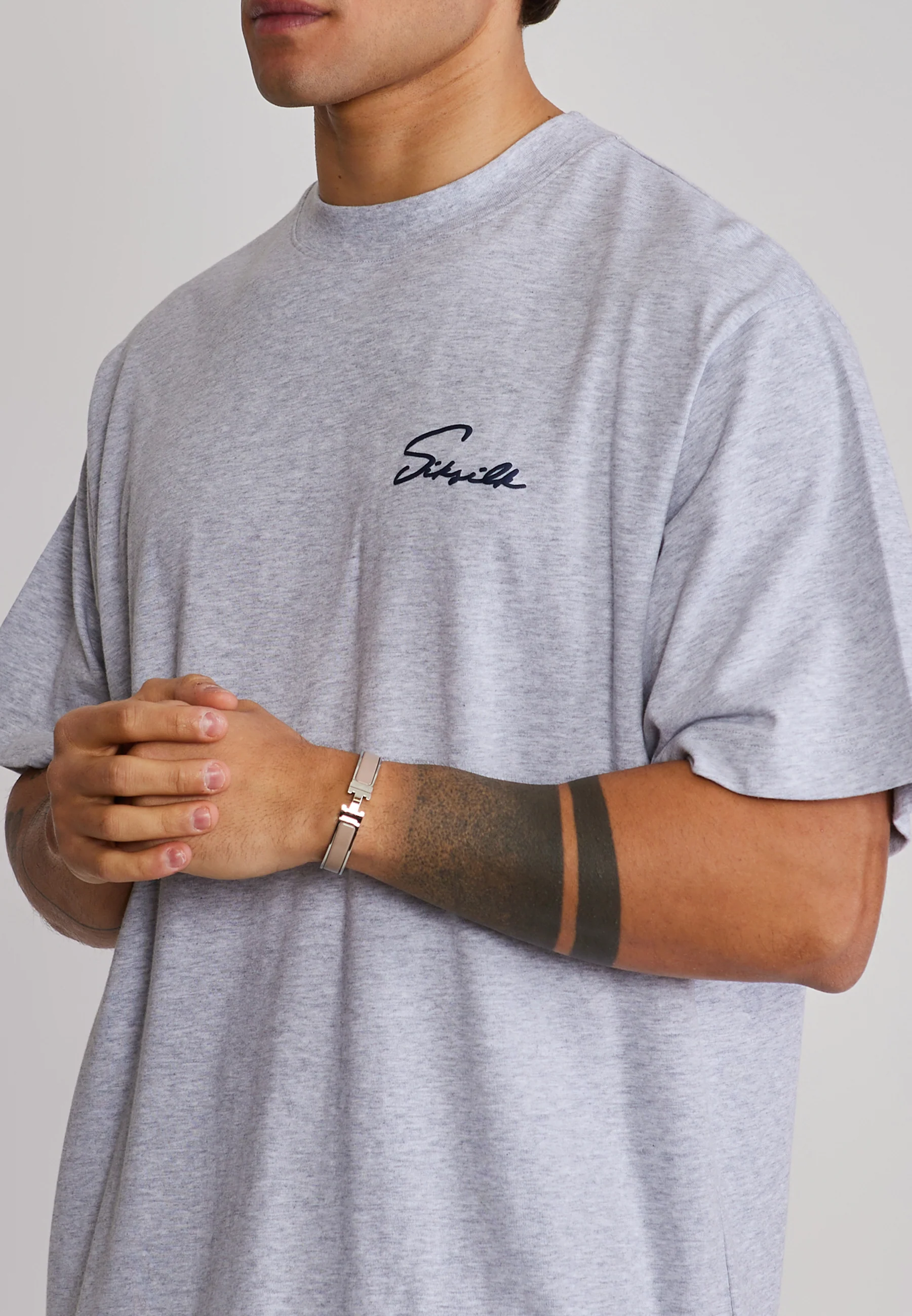 Grey Marl Script T-Shirt - Image 3