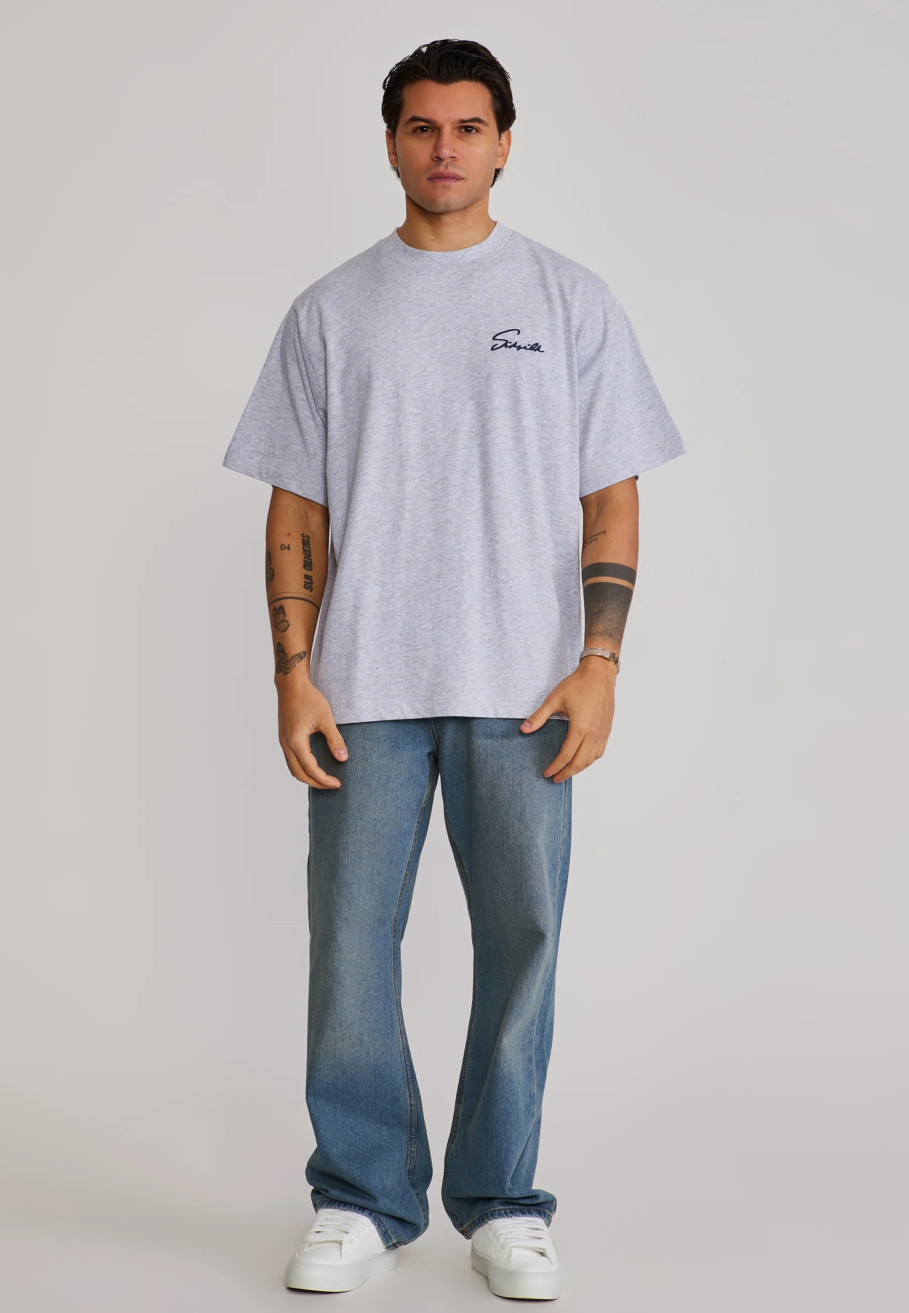 Grey Marl Script T-Shirt - Image 4