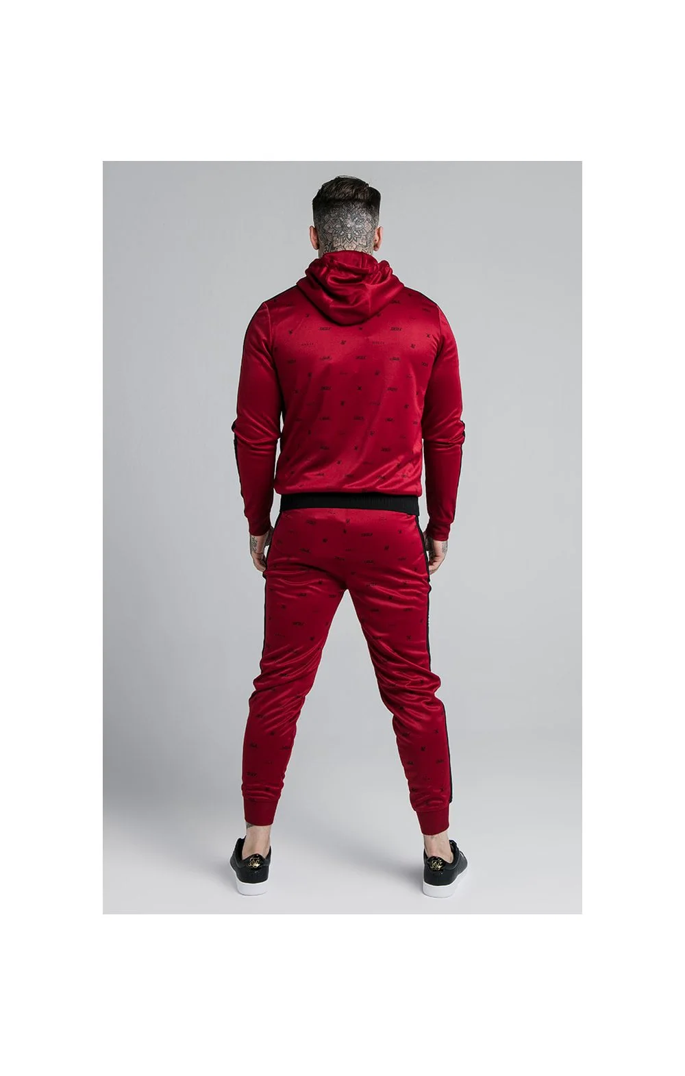 SikSilk Shadow Cuffed Jogger - Deep Red & Black - Image 7