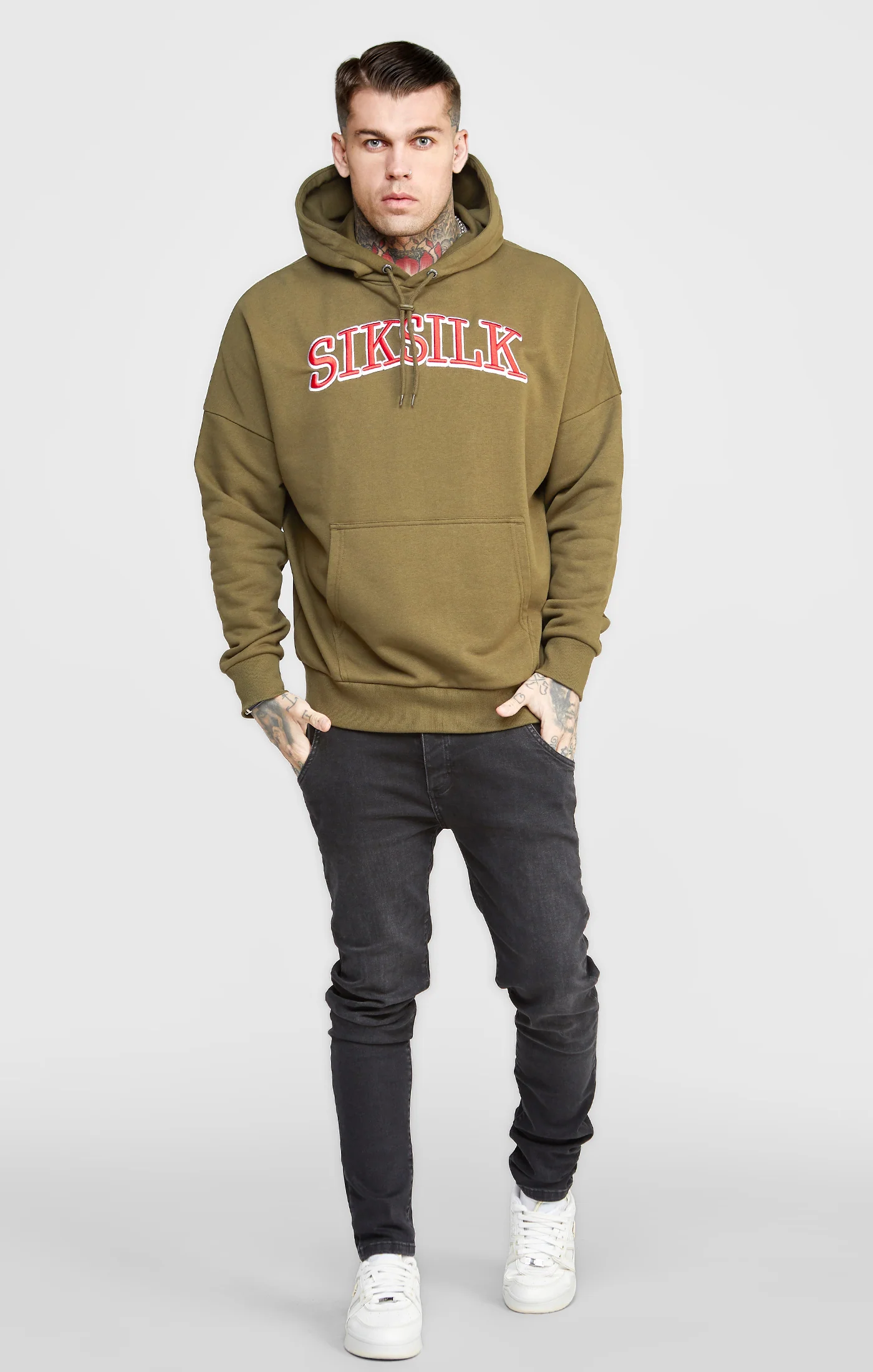 Khaki Logo Oversized Hoodie - Image 3