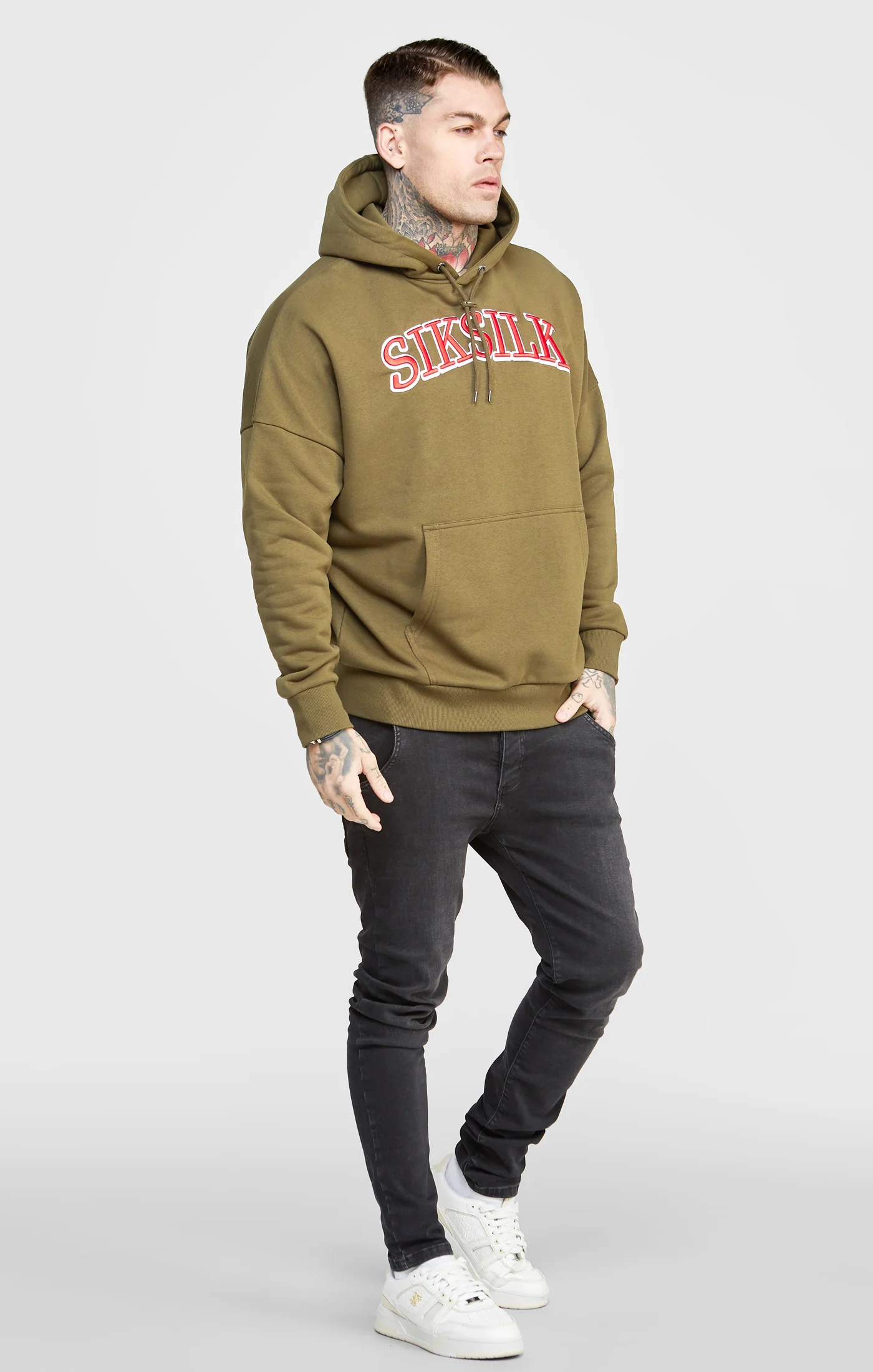 Khaki Logo Oversized Hoodie - Image 4