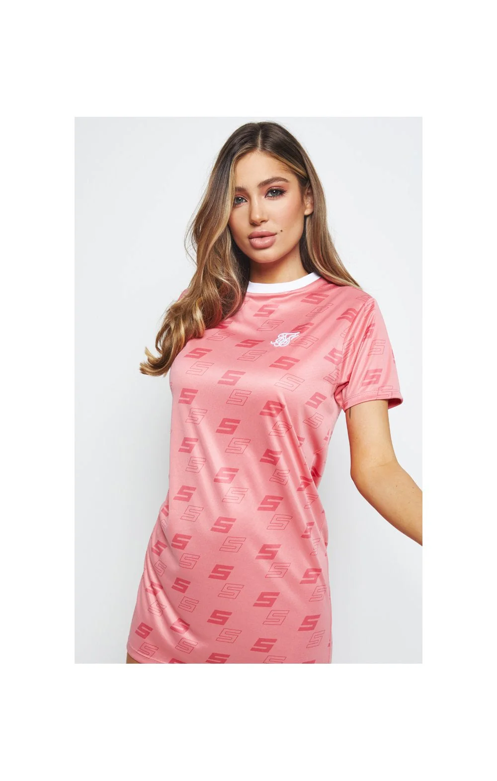 SikSilk Shadow Roma T-Shirt Dress - Pink - Image 2