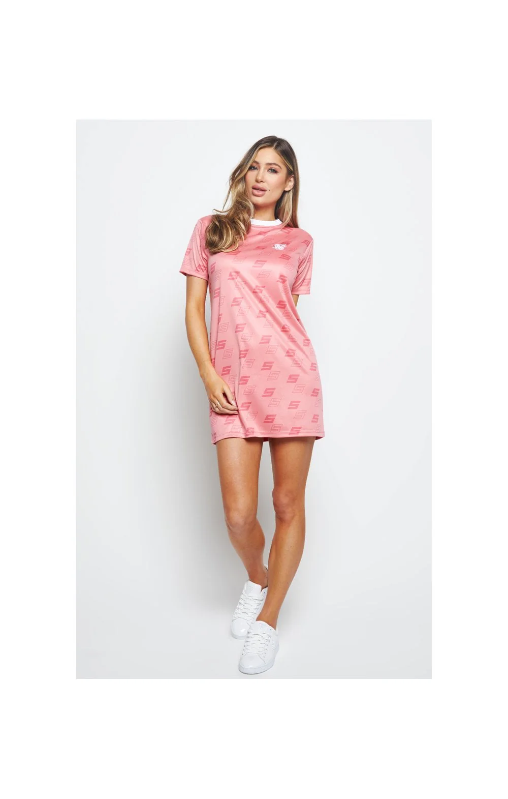 SikSilk Shadow Roma T-Shirt Dress - Pink - Image 4