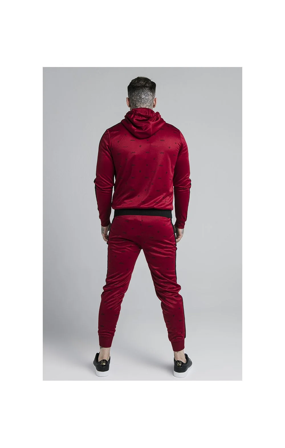 SikSilk Shadow Zip Through Hoodie - Deep Red & Black - Image 6
