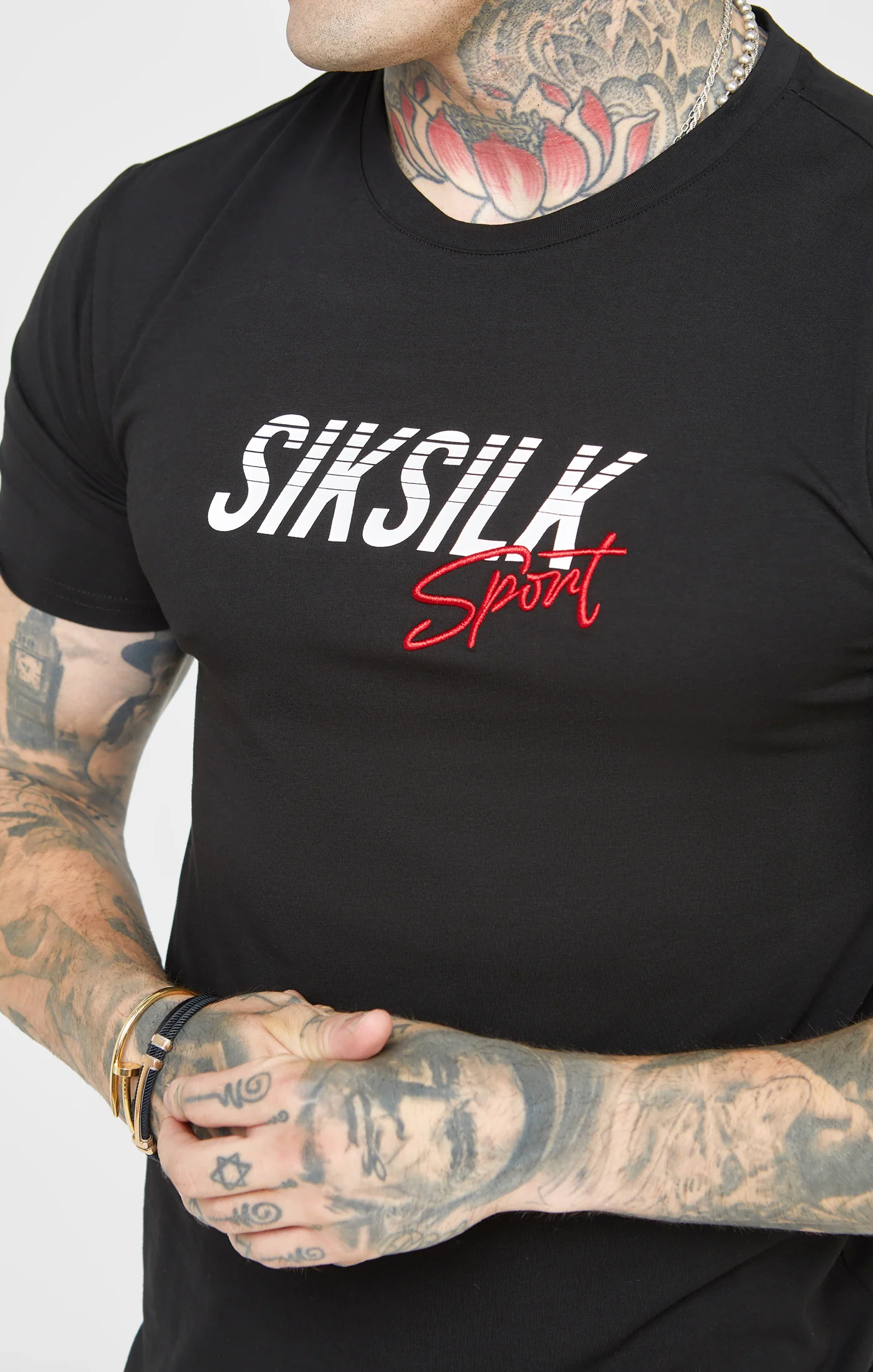 Black Sports Muscle Fit Sleeve T-Shirt - Image 2