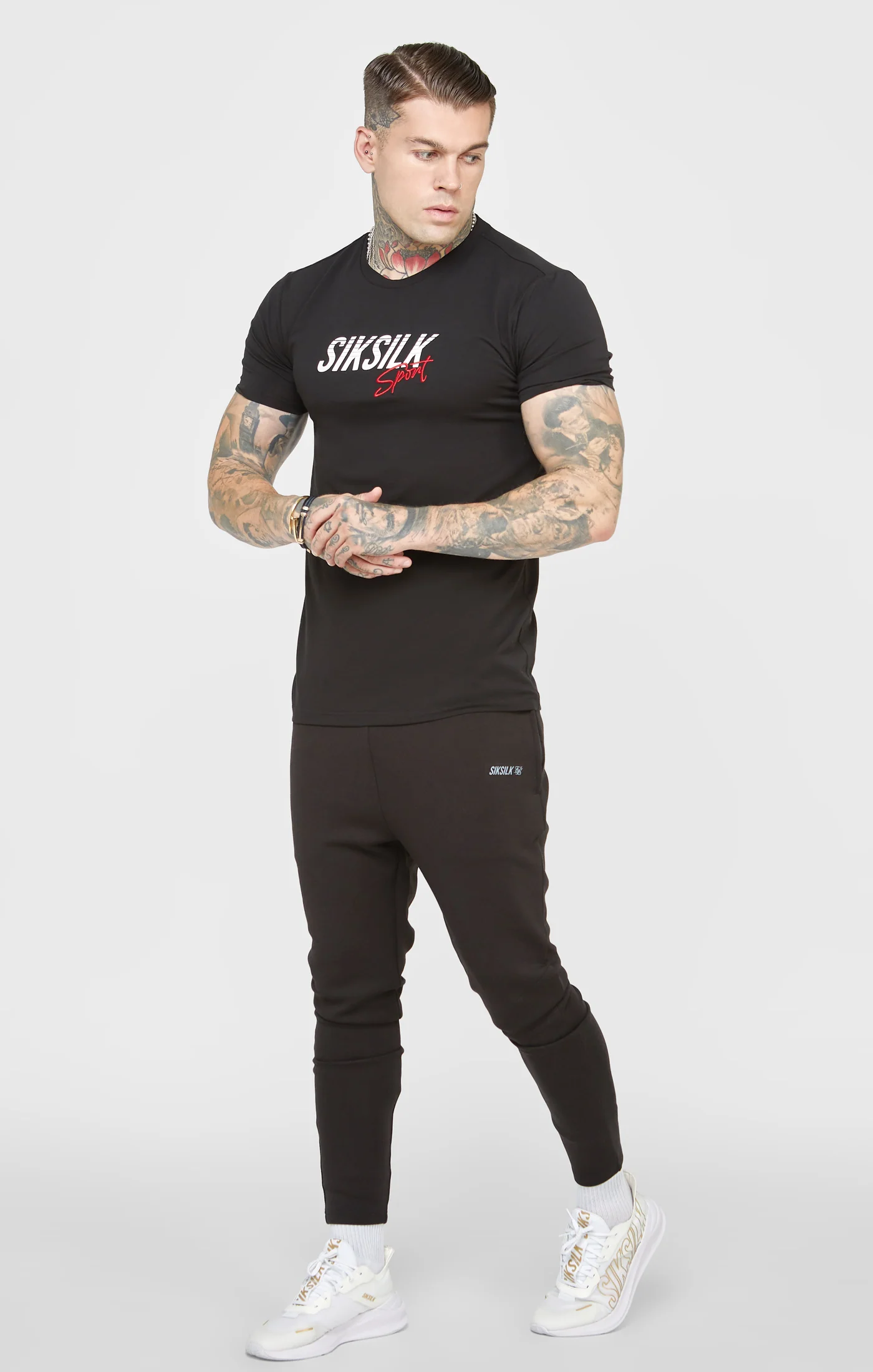 Black Sports Muscle Fit Sleeve T-Shirt - Image 3
