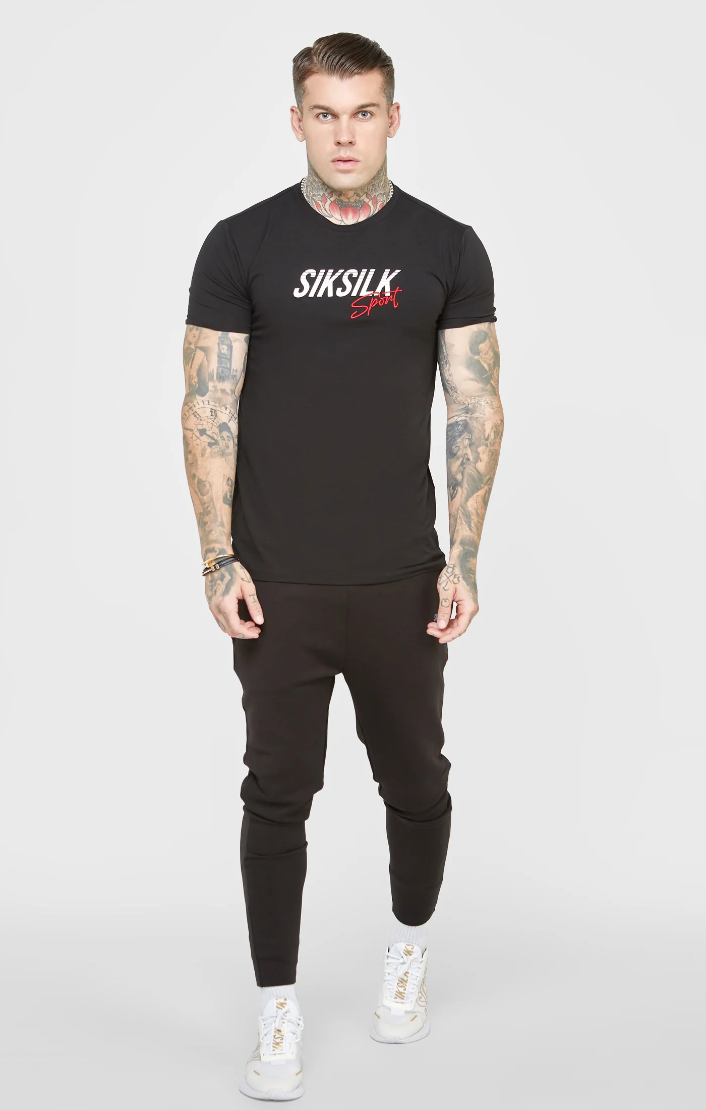 Black Sports Muscle Fit Sleeve T-Shirt - Image 4
