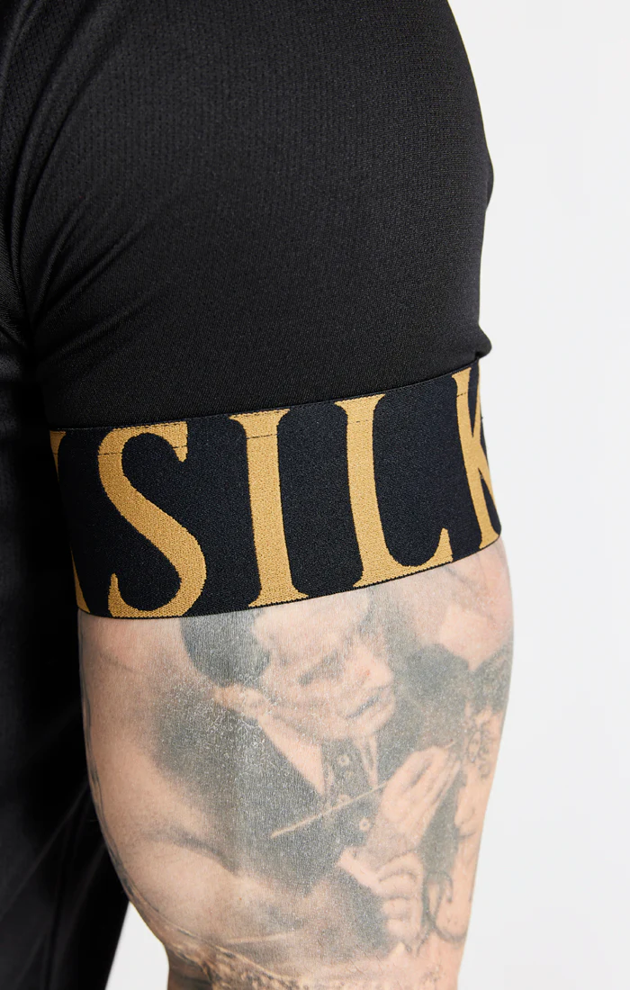 Black And Gold Elastic Cuff T-Shirt - Image 3