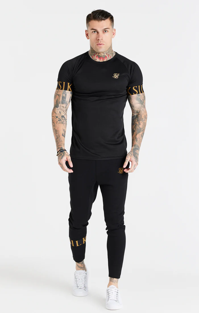 Black And Gold Elastic Cuff T-Shirt - Image 4