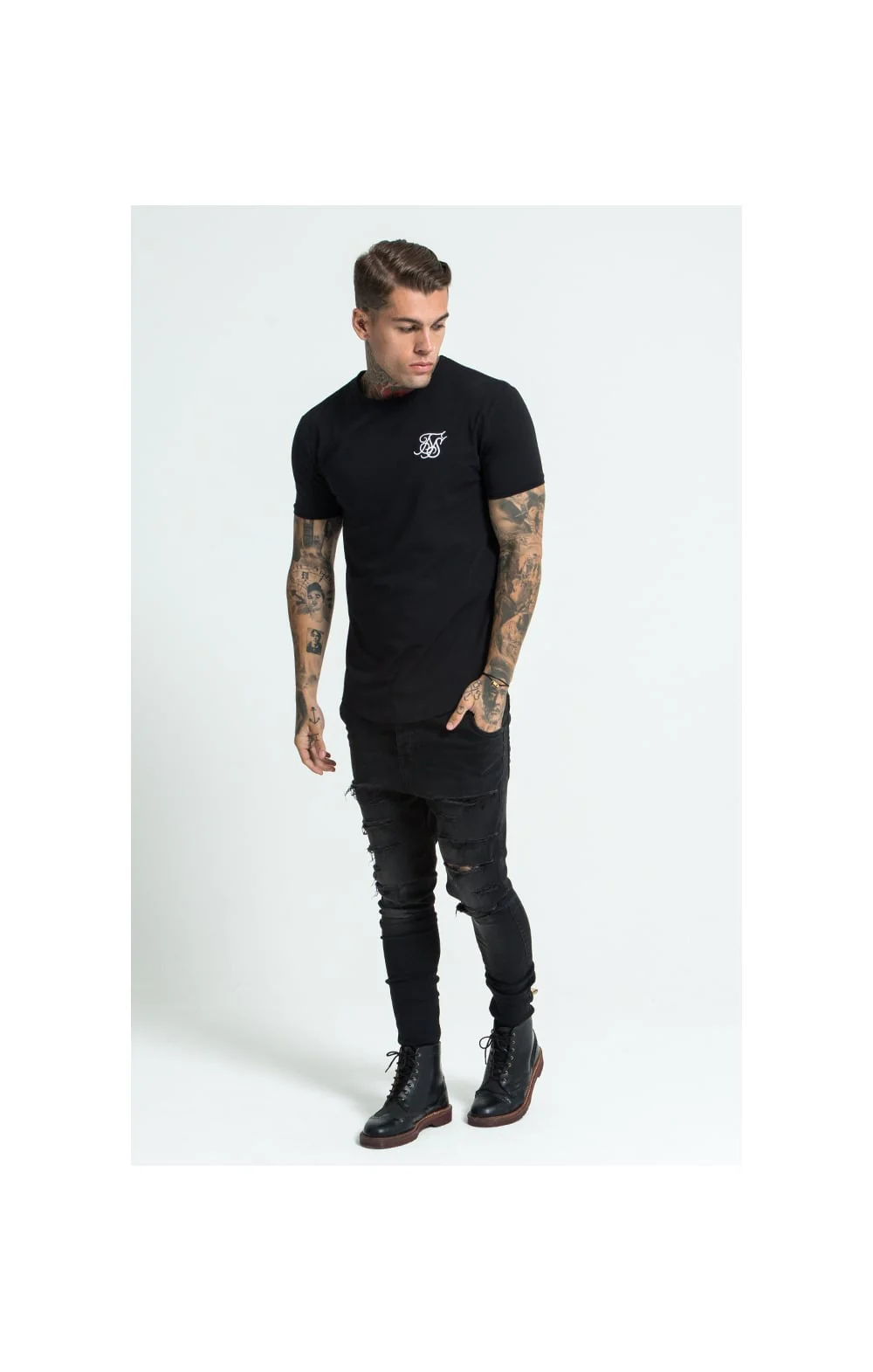Black Short Sleeve Muscle Fit T-Shirt - Image 3