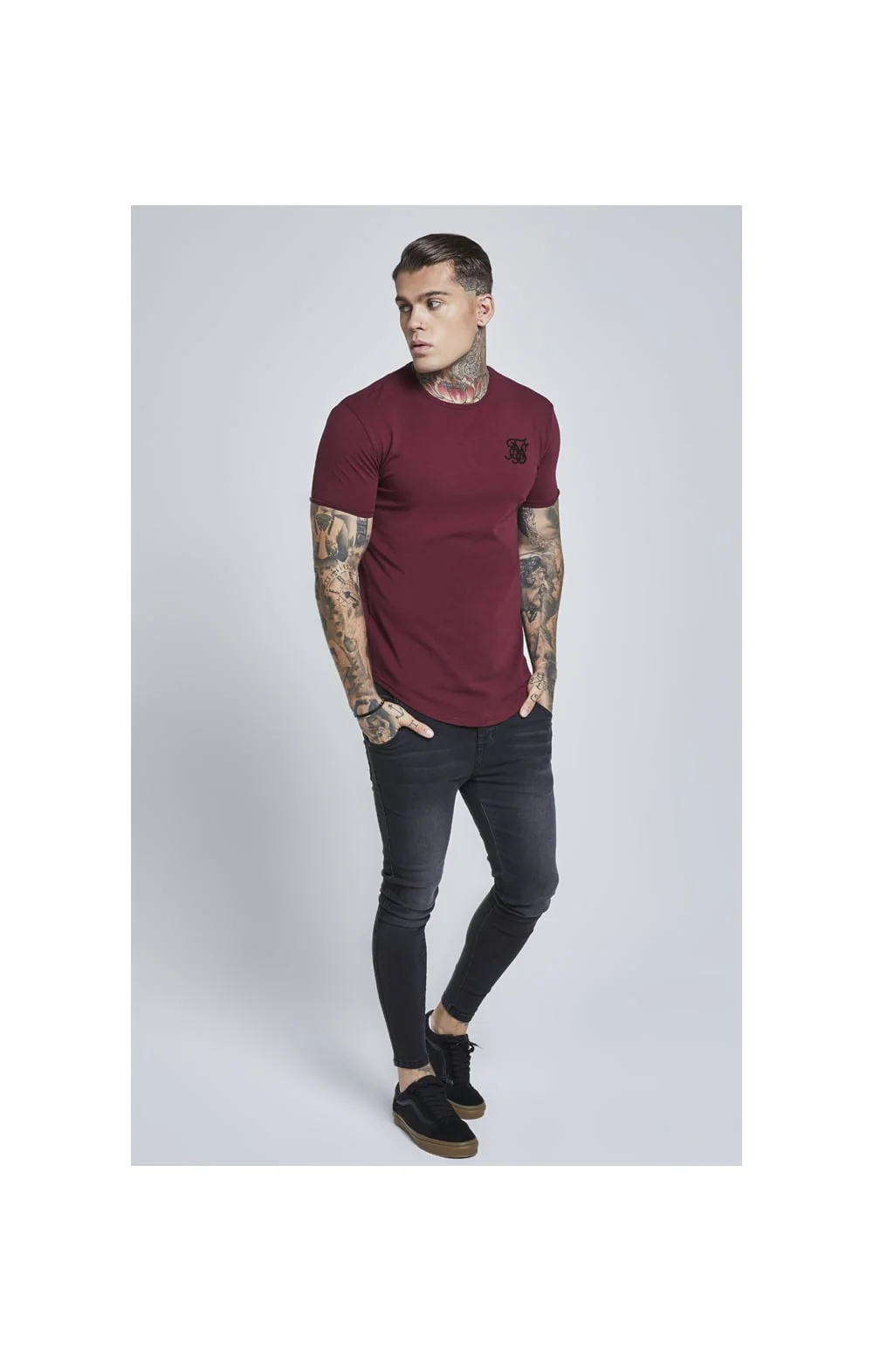 Burgundy Short Sleeve Muscle Fit T-Shirt - Image 3