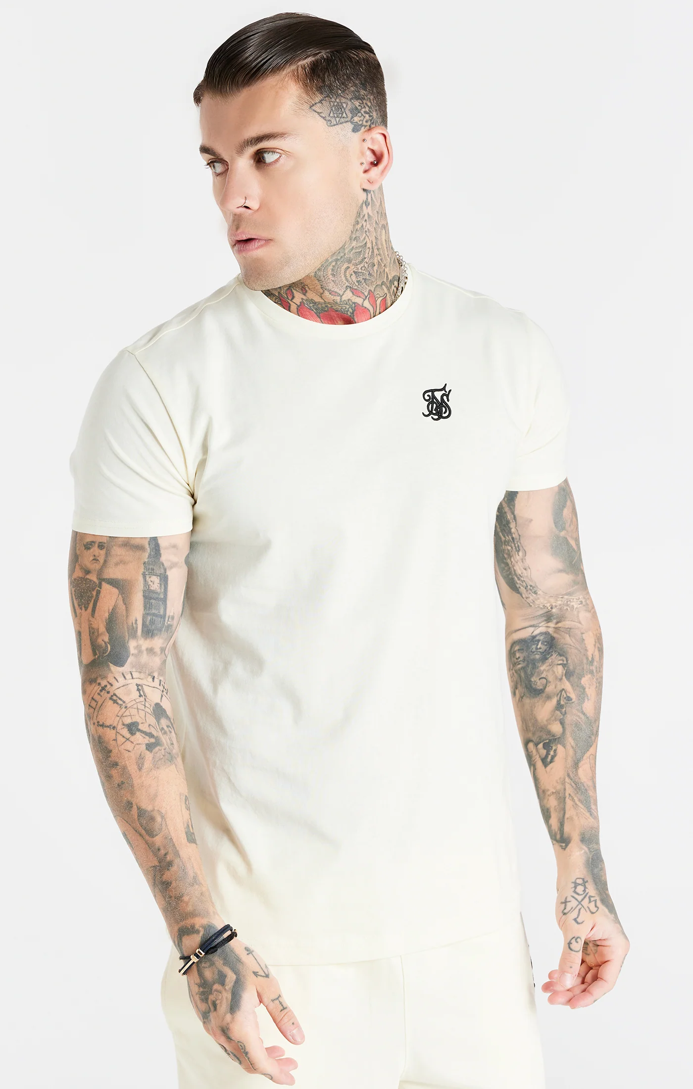 Ecru Muscle Fit T-Shirt