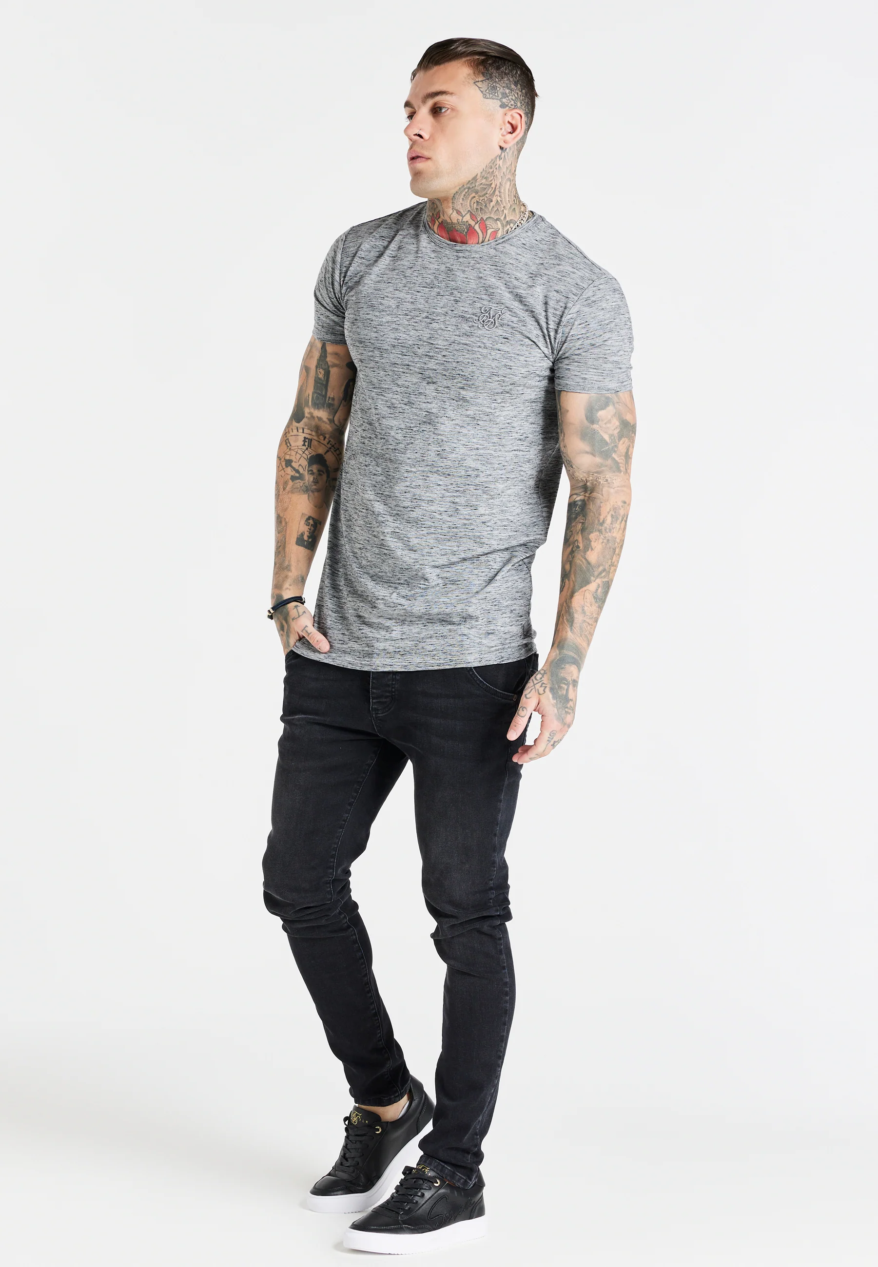 Grey Marl Muscle T-Shirt - Image 5
