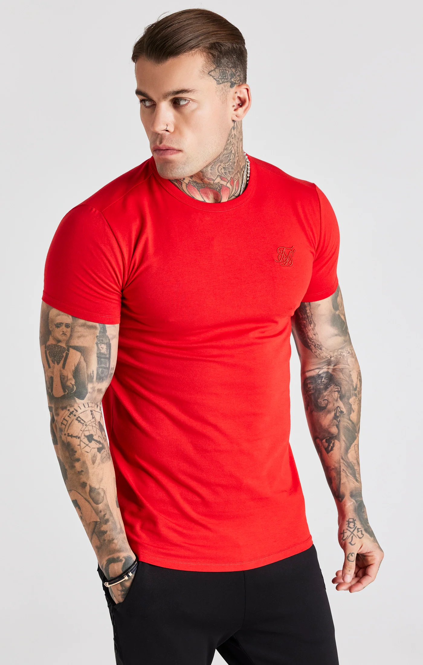 Red Short Sleeve Muscle Fit T-Shirt - Image 5