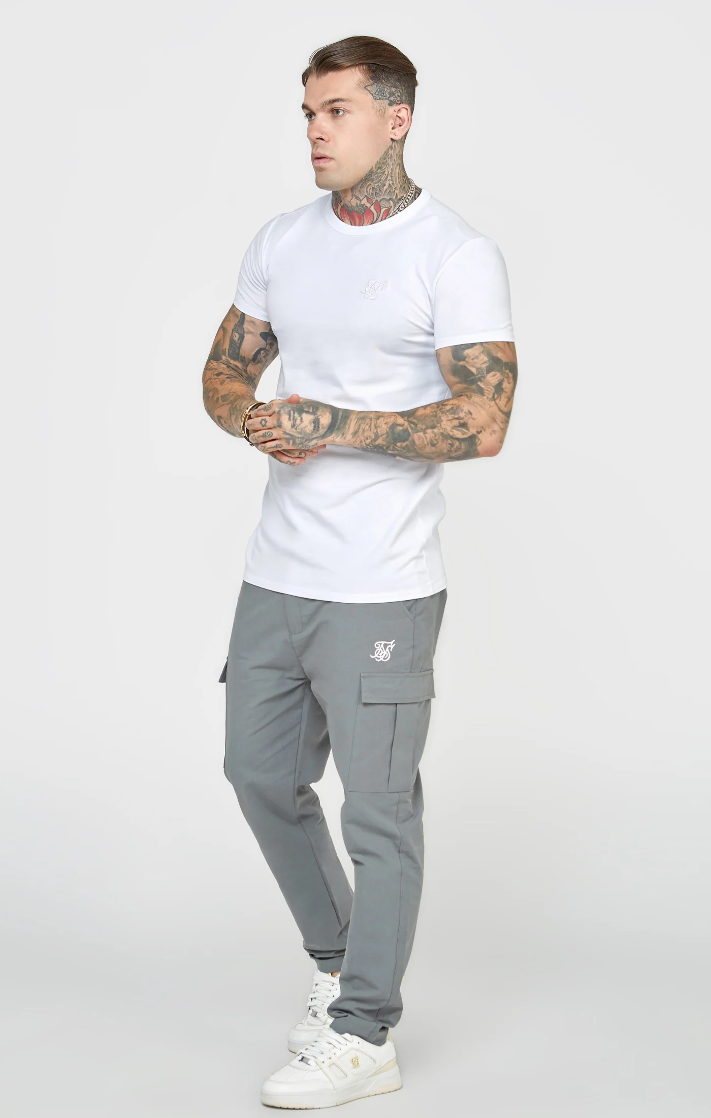 White Short Sleeve Muscle Fit T-Shirt - Image 3