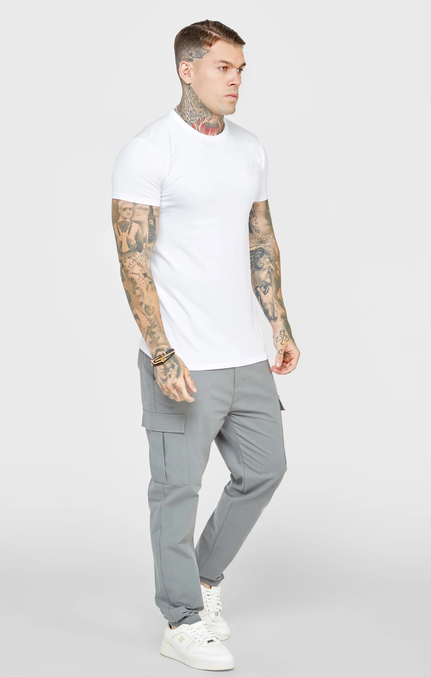 White Short Sleeve Muscle Fit T-Shirt - Image 4