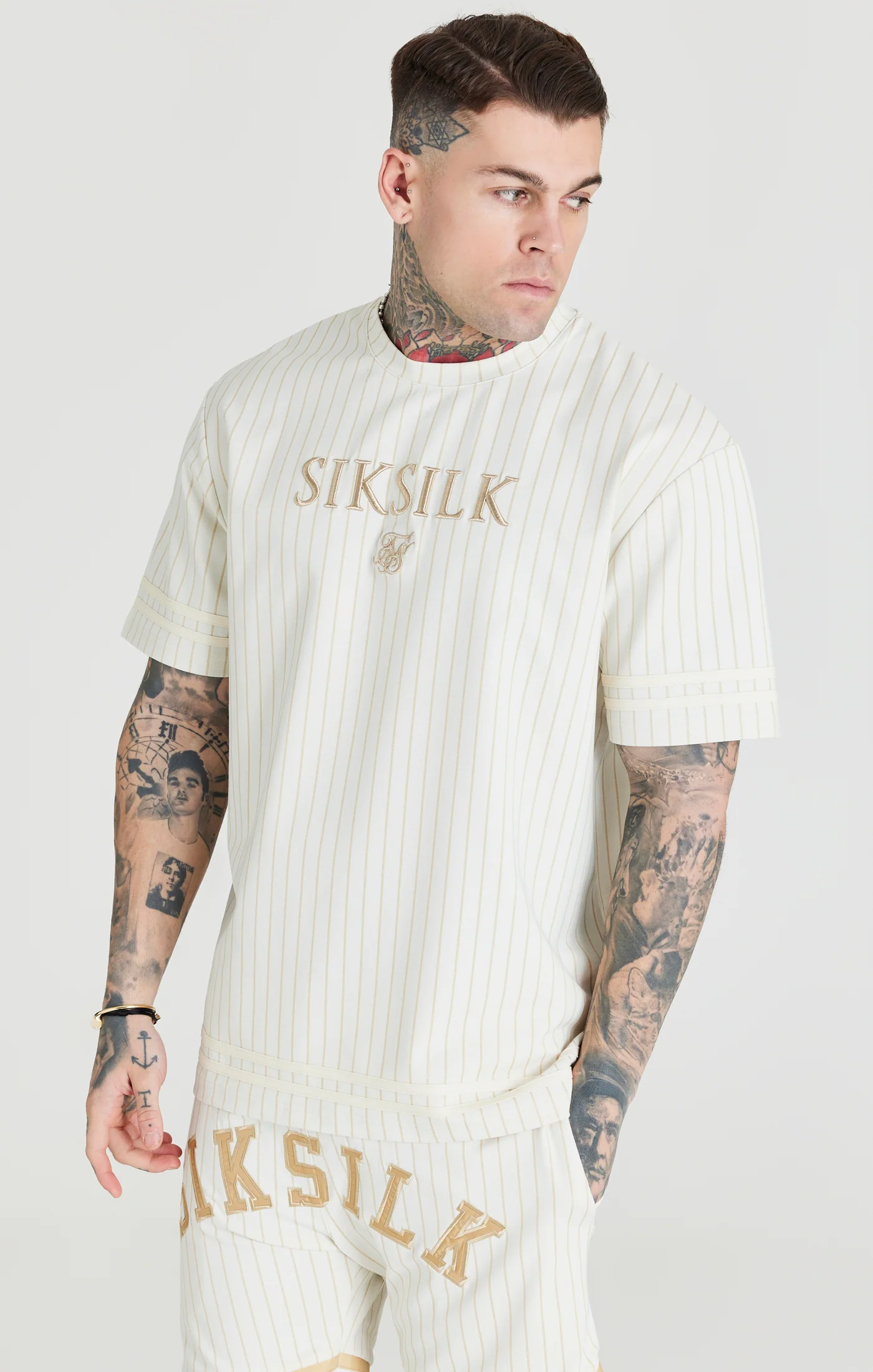 Ecru Retro Stripe Oversized T-Shirt