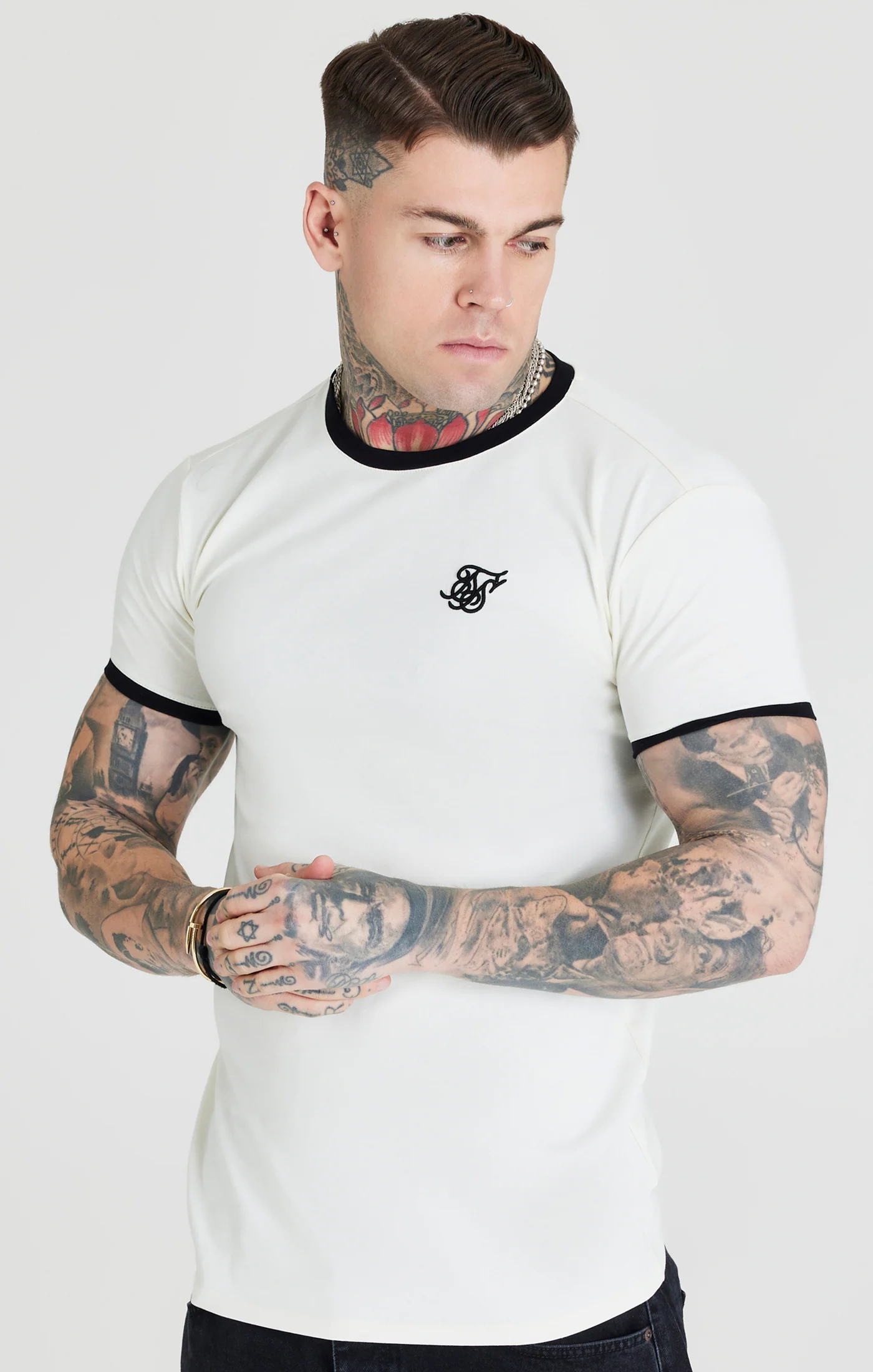 Ecru Ringer Muscle Fit T-Shirt