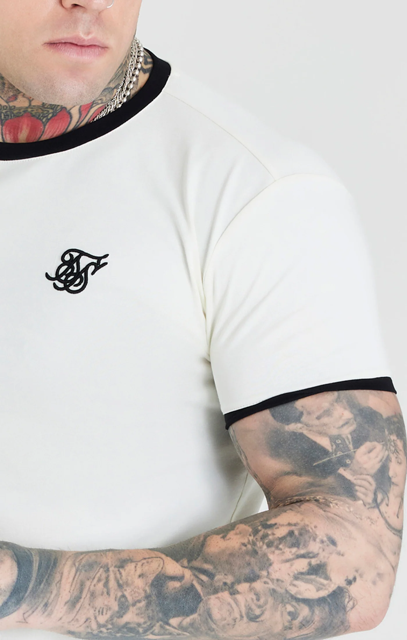 Ecru Ringer Muscle Fit T-Shirt - Image 2