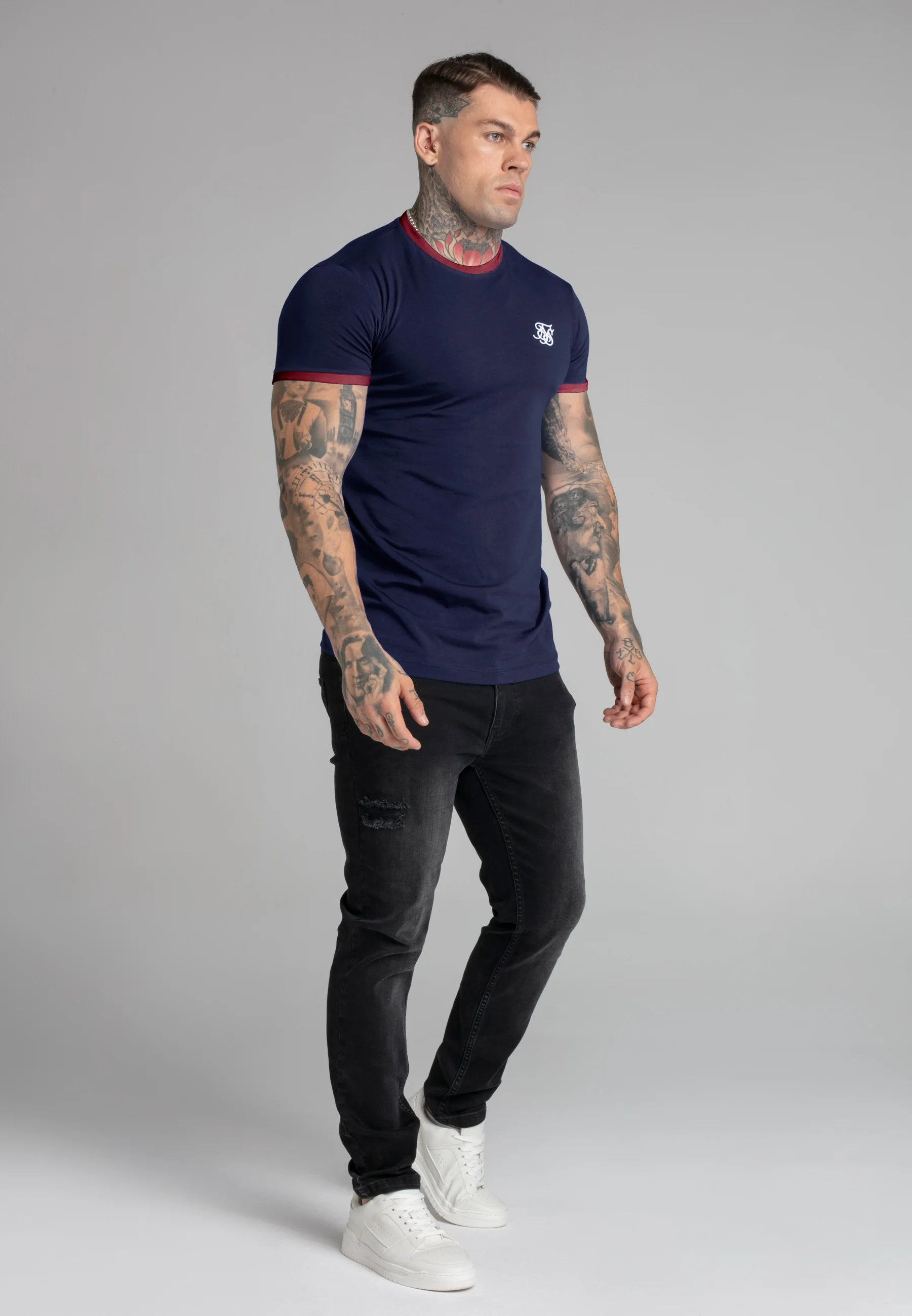 Navy Short Sleeve Ringer T-Shirt - Image 3