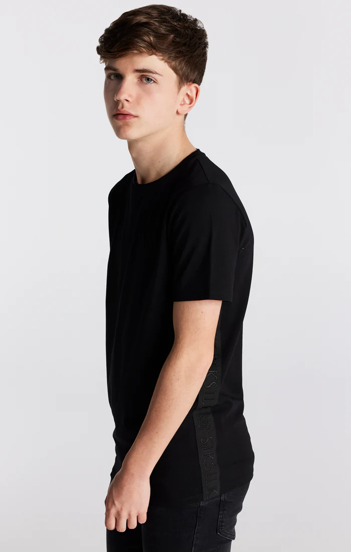 Boys Black Side Taped T-Shirt - Image 2