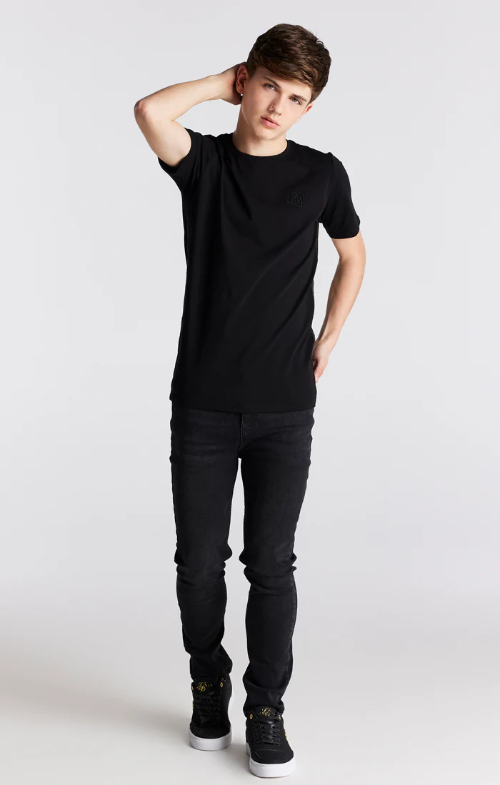 Boys Black Side Taped T-Shirt - Image 4
