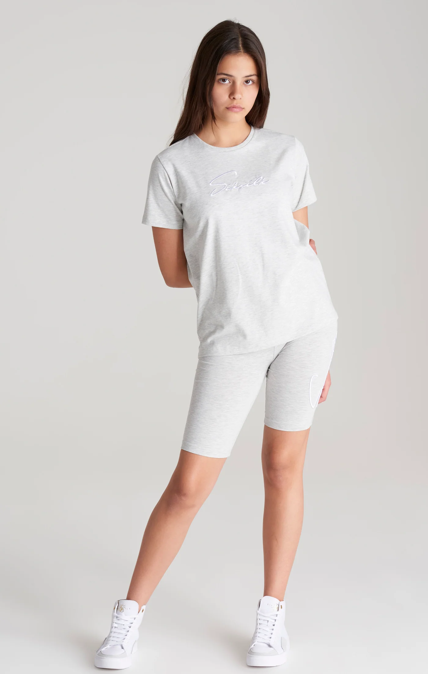 Girls Grey Marl Signature Boyfriend T-Shirt - Image 4