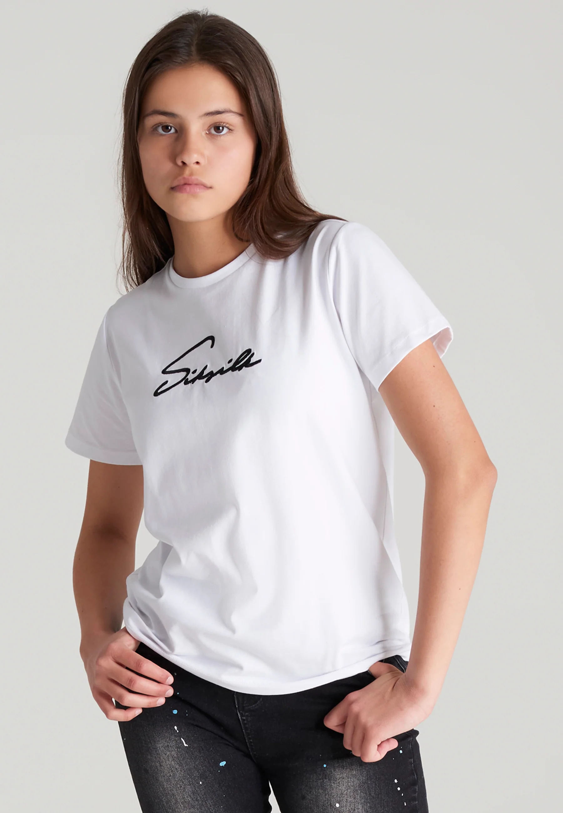 Girls White Signature Boyfriend T-Shirt