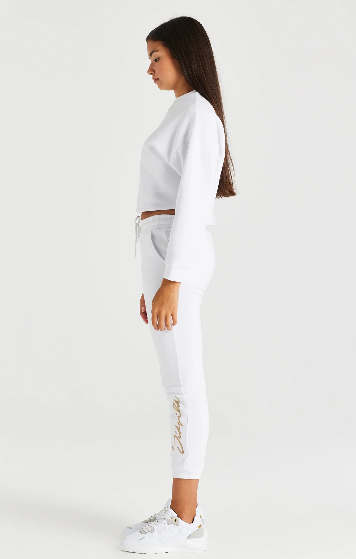Girls White Signature Cropped Sweatshirt - Image 4