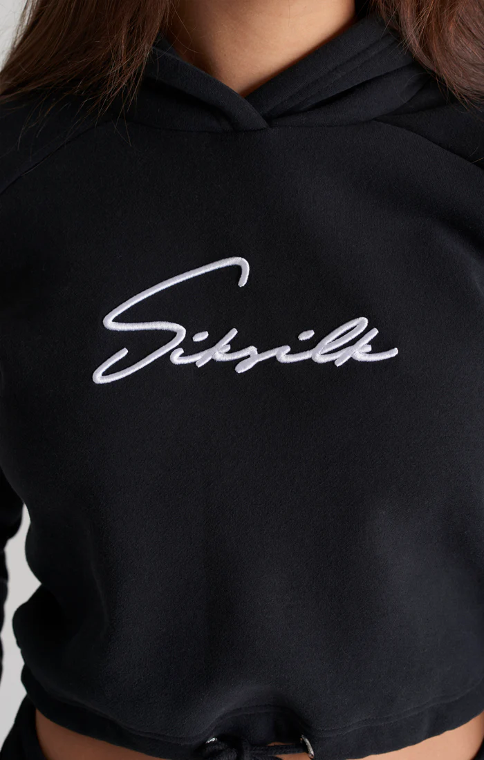 Girls Black Signature Cropped Hoodie - Image 3