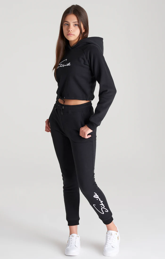 Girls Black Signature Cropped Hoodie - Image 4