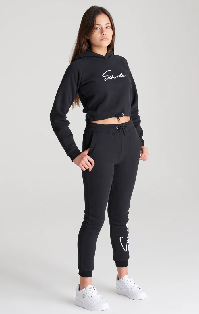Girls Black Signature Cropped Hoodie - Image 5